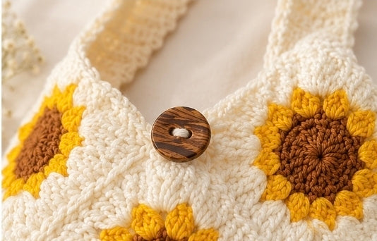 Sunflower Crochet Tote Bag – Handmade Cottagecore Shoulder Bag