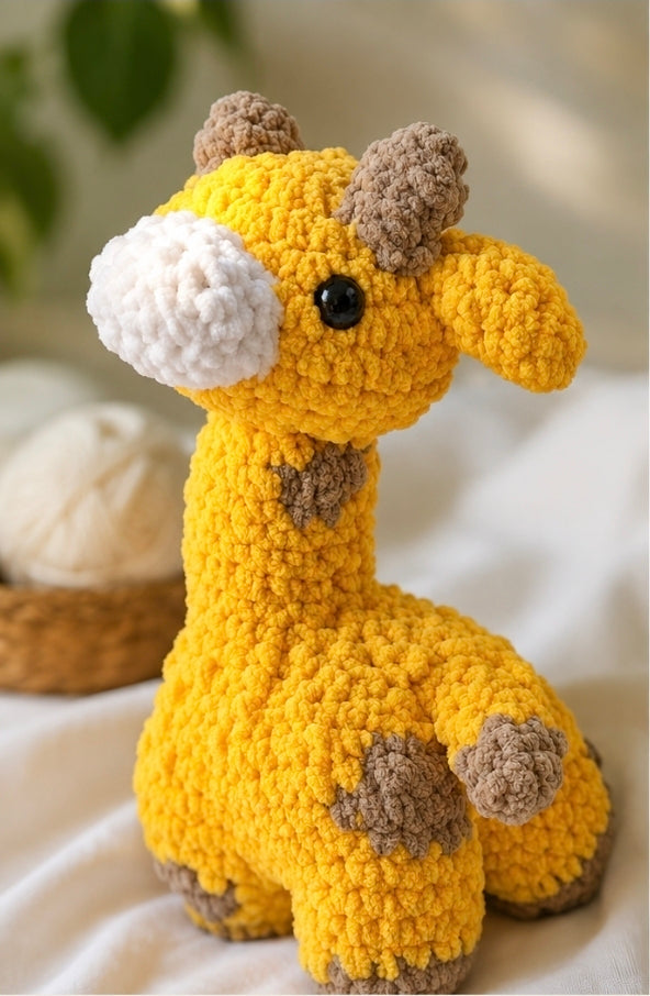 Handmade Crochet Giraffe Plush Toy | 27cm Stuffed Animal Gift for Babies & Kids