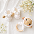 Newborn crochet baby gift set- booties and toy SA