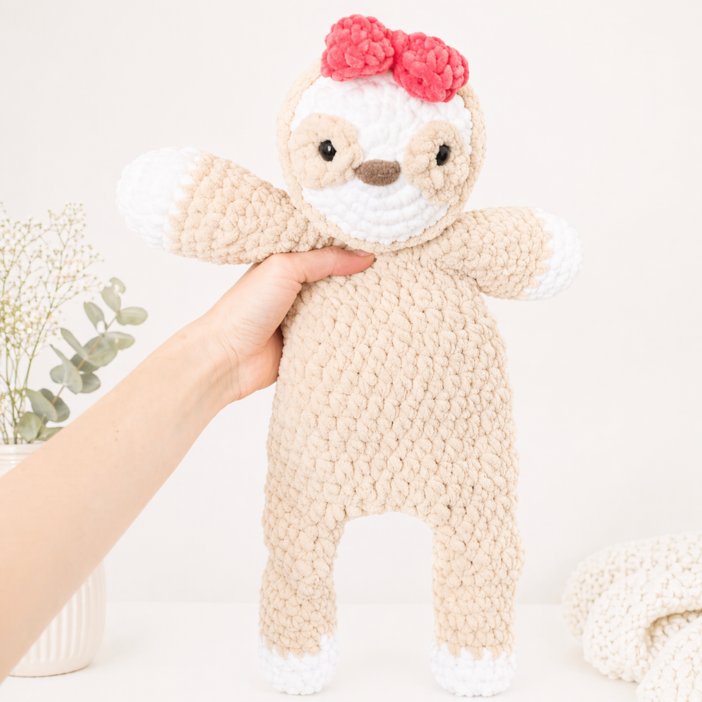 Crochet Sloth Lovey Snuggler – Handmade Baby Comforter Toy